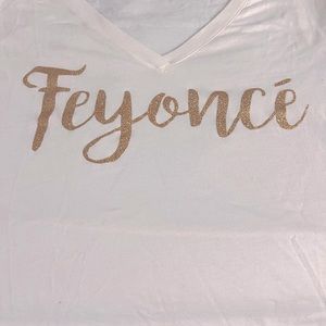 Women’s Cut XL Feyonce Gold Glitter Tee